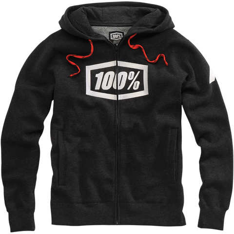 100% Syndicate Fleece Zip-Up Hoodie - Black Heather/White
