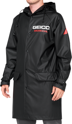 100% Geico™ Hooded Raincoat Slicker - Black