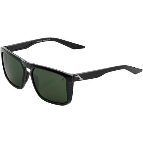 100% Renshaw Sunglasses - Black - Gray Green 61038-001-74