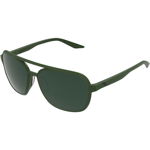 100% Kasia Aviator Sunglasses - Round - Green - Gray Green 61042-190-74