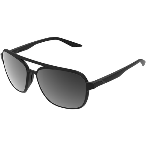 100% Kasia Aviator Sunglasses - Round - Matte Black - Black Mirror 61042-019-61
