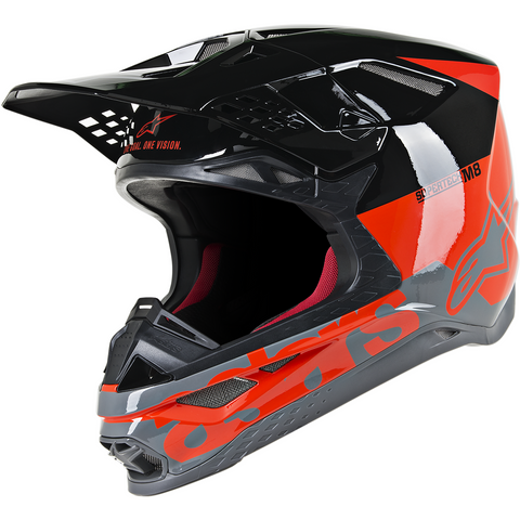 ALPINESTARS(MX) Supertech M8 Helmet - Radium - MIPS - Red Fluo/Black/Mid Gray Glossy