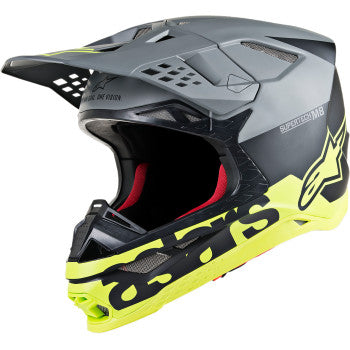 ALPINESTARS(MX) Supertech M8 Helmet - Radium - MIPS - Matte Black/Mid Gray/Yellow Fluo
