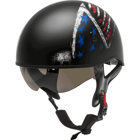 GMAX HH-65 Half Helmet Bravery Matte Black/Red/White/Blue