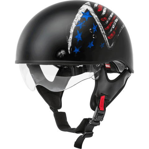 GMAX HH-65 Half Helmet Bravery Matte Black/Red/White/Blue