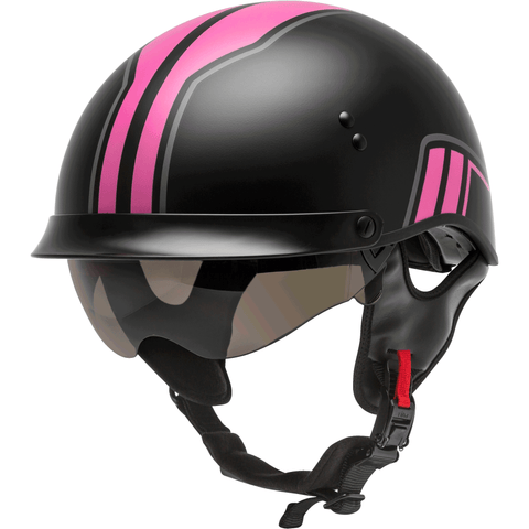 GMAX HH-65 Half Helmet Full Dressed Twin Matte Black/Pink