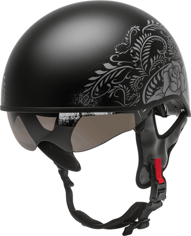 GMAX HH-65 Half Helmet Rose Naked Matte Black/Silver