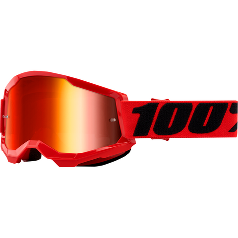 100% Strata 2 Goggles - Red - Red Mirror 50421-251-03 - Trailhead Powersports a Mines and Meadows, LLC Company