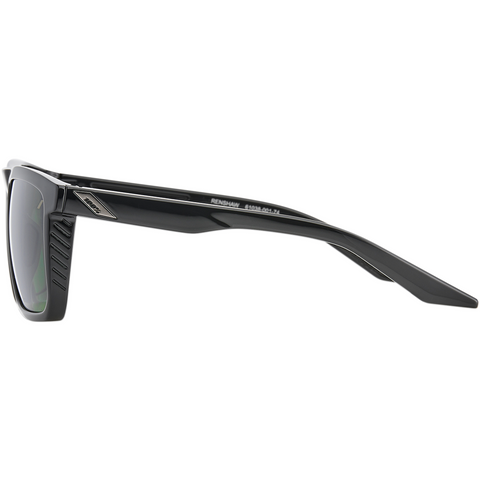 100% Renshaw Sunglasses - Black - Gray Green 61038-001-74