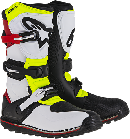 ALPINESTARS(MX) Tech-T Boots - White/Red/Yellow Fluorescent/Black