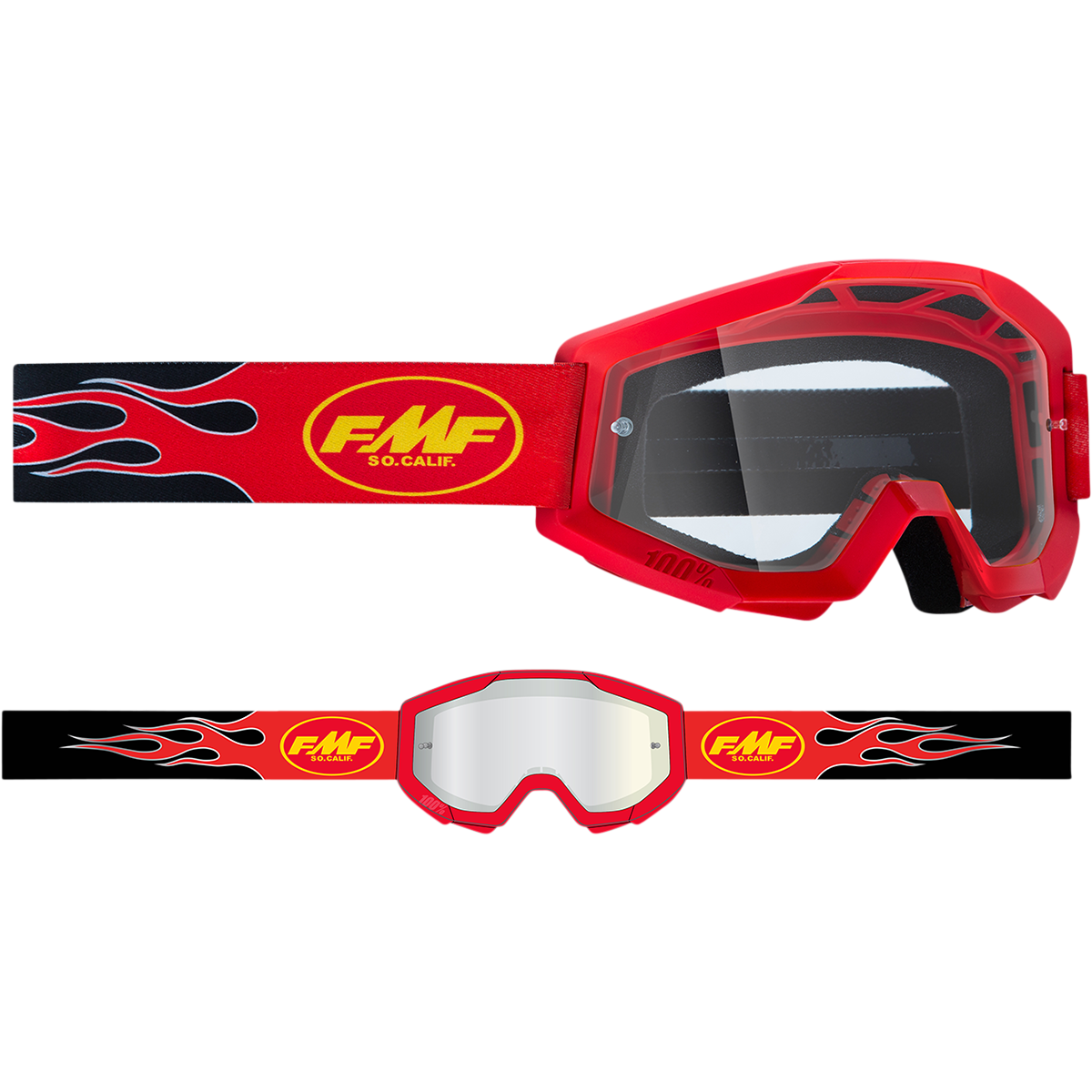 FMF VISION Youth PowerCore Goggles - Flame - Red - Clear F-50500