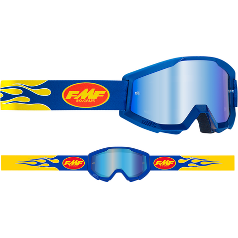 FMF VISION PowerCore Goggles - Flame - Navy - Blue Mirror F-50400-250-02