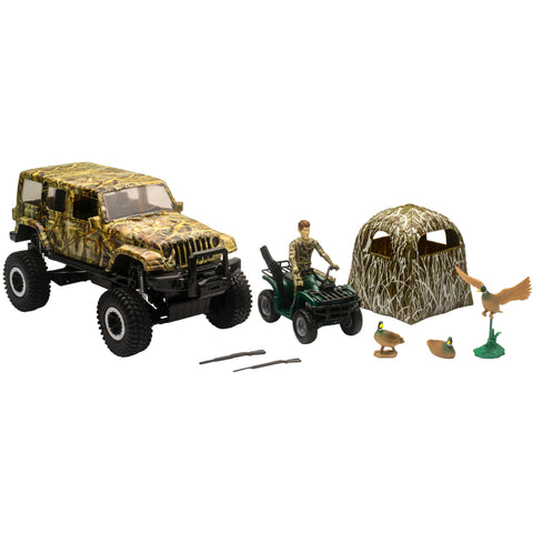 NEW-RAY REPLICA 1:18 JEEP WRANGLER DUCK HUNTING PLAY SET